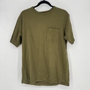 Bombas Men’s Premium Weight Pocket Crew Neck T-Shirt Toffee Green Size Small